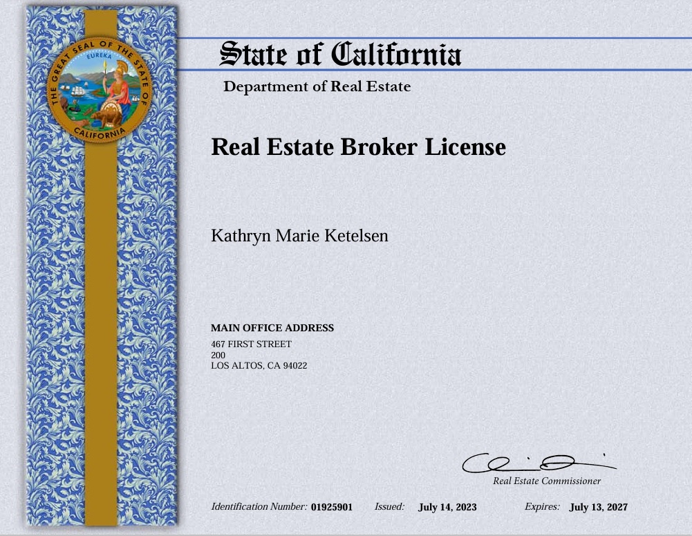 Katie Galli Ketelsen California Real Estate Broker License